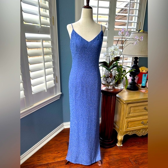 Michaelangelo Dresses & Skirts - Michelangelo periwinkle beaded embellished evening gown/prom/wedding